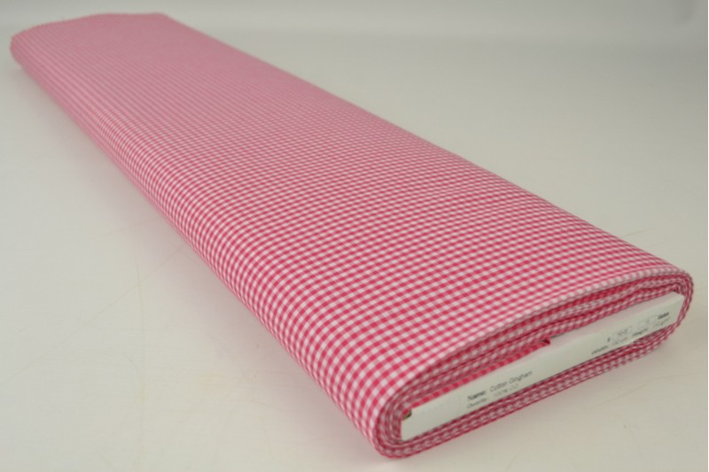 Boerenbont katoen ruitjes 2.5mm donker roze, rol