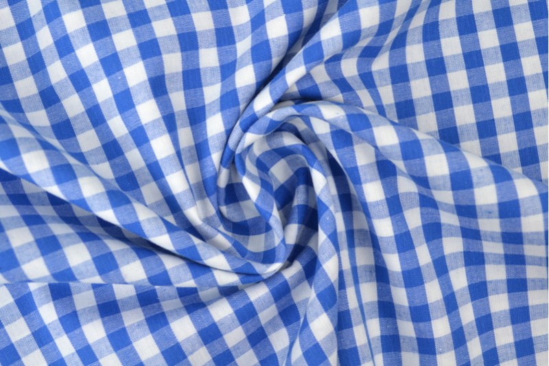 Boerenbont katoen ruitjes 6.5mm blauw