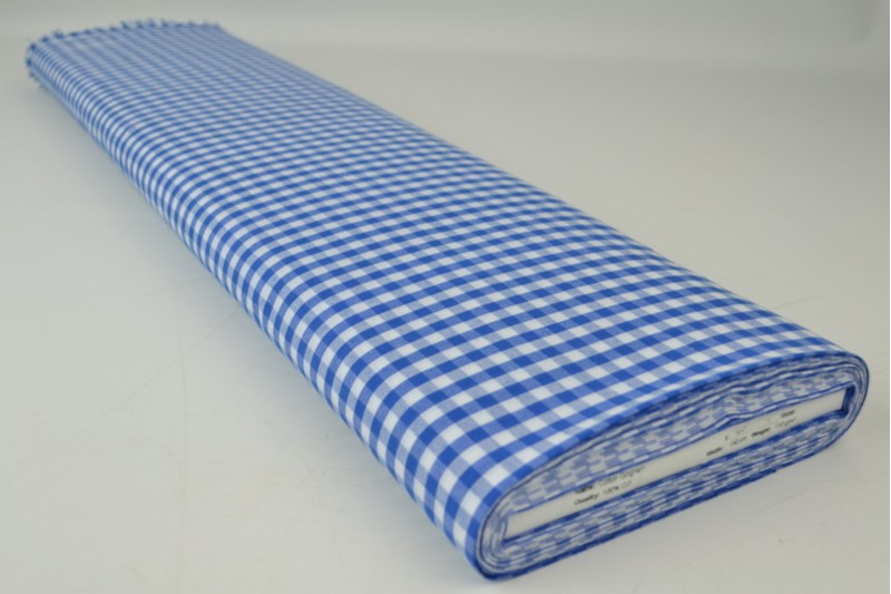 Boerenbont katoen ruitjes 6.5mm blauw, rol