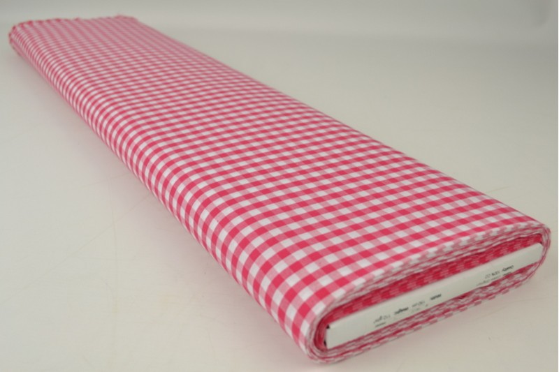 Boerenbont katoen ruitjes 6.5mm donker roze, rol