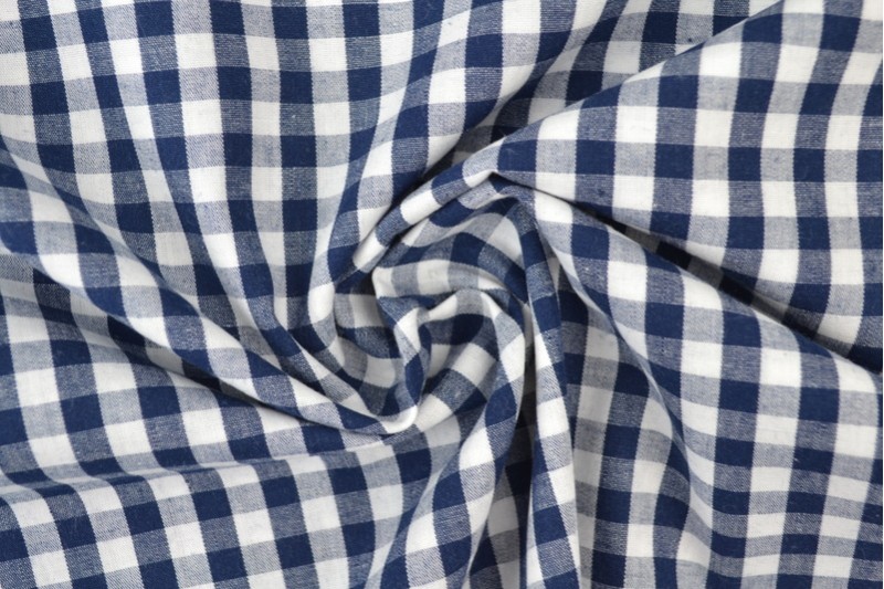 Boerenbont katoen ruitjes 6.5mm navy