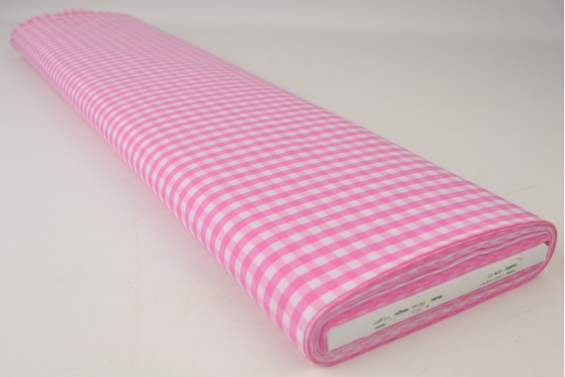 Boerenbont katoen ruitjes 6.5mm roze, rol