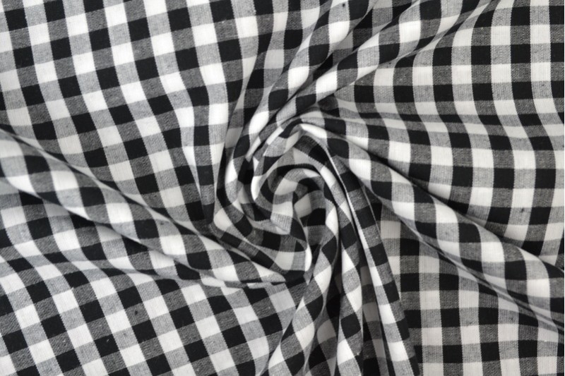 Boerenbont katoen ruitjes 6.5mm zwart