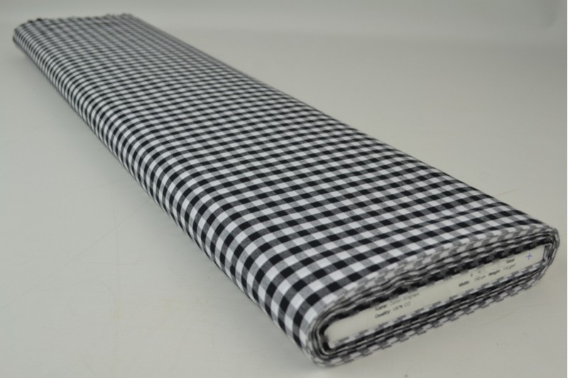 Boerenbont katoen ruitjes 6.5mm zwart, rol