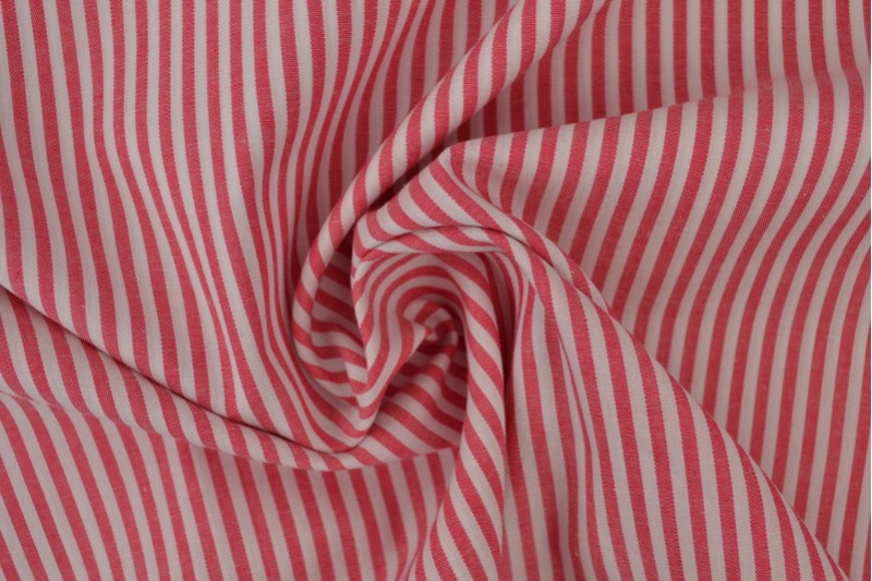 Boerenbont katoen streepjes 2.5mm donker roze