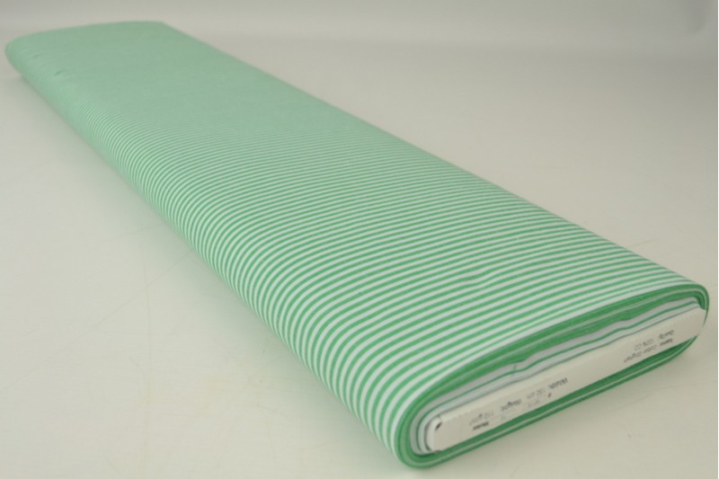 Boerenbont katoen streepjes 2.5mm groen, rol