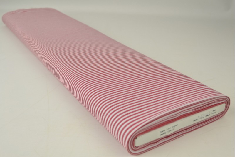 Boerenbont katoen streepjes 2.5mm rood, rol