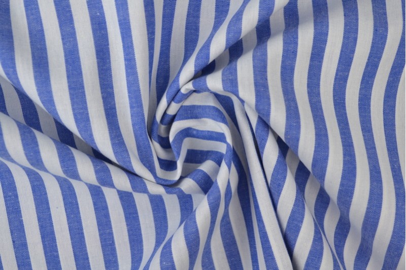 Boerenbont katoen streepjes 6.5mm blauw