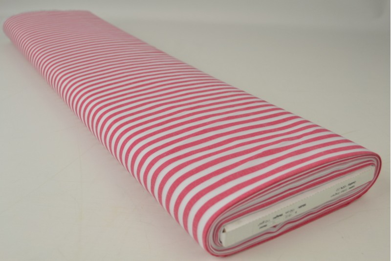 Boerenbont katoen streepjes 6.5mm donker roze, rol