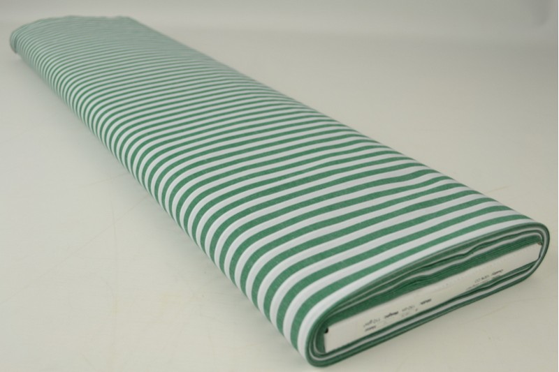 Boerenbont katoen streepjes 6.5mm donkergroen, rol
