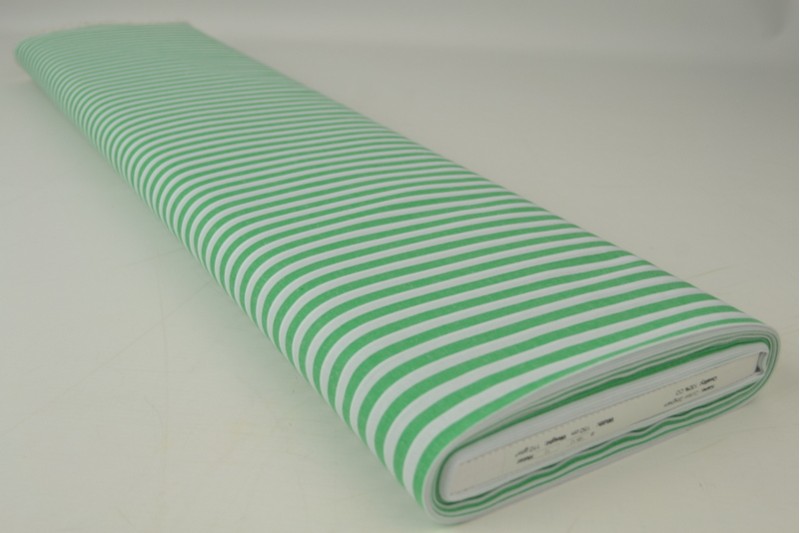 Boerenbont katoen streepjes 6.5mm groen, rol