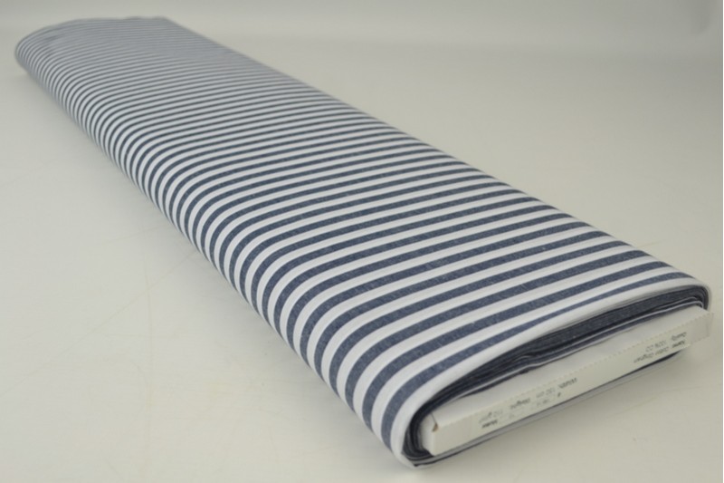 Boerenbont katoen streepjes 6.5mm navy, rol