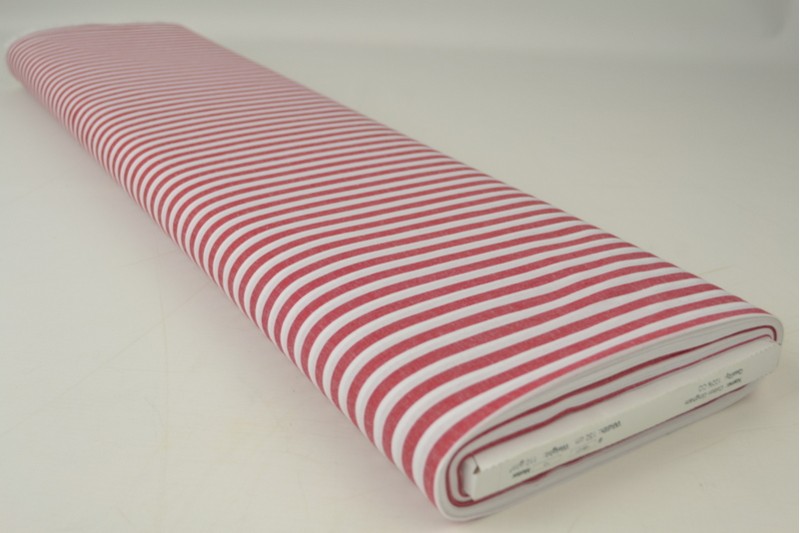 Boerenbont katoen streepjes 6.5mm rood, rol