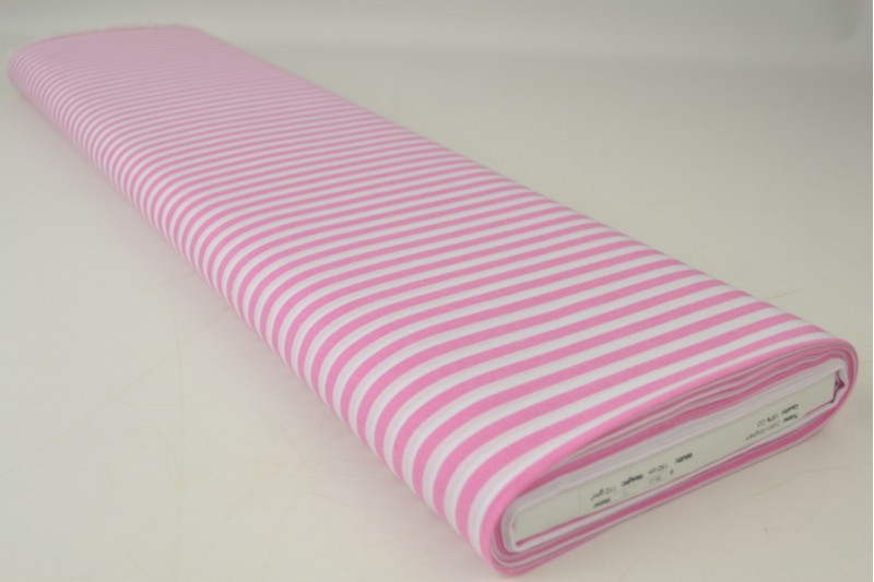 Boerenbont katoen streepjes 6.5mm roze, rol