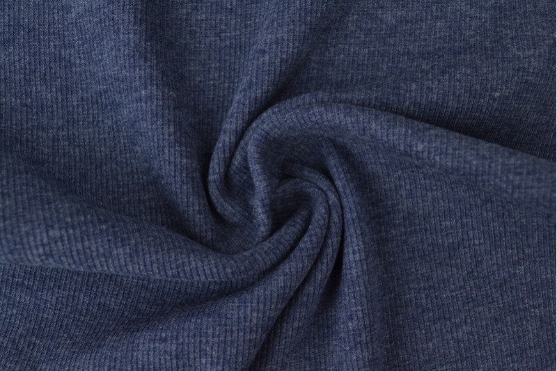 Boordstof rib donker jeans melange
