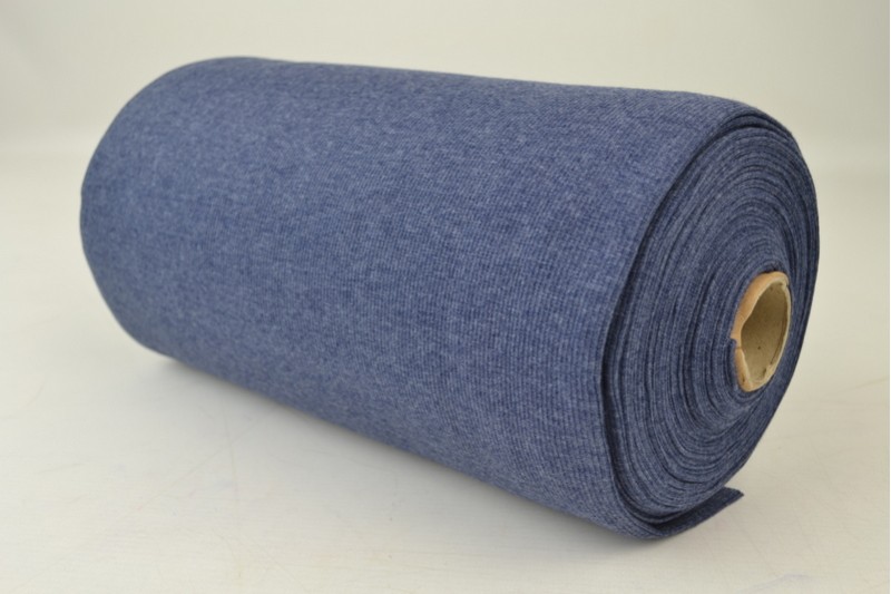 Boordstof rib donker jeans melange, rolweergave