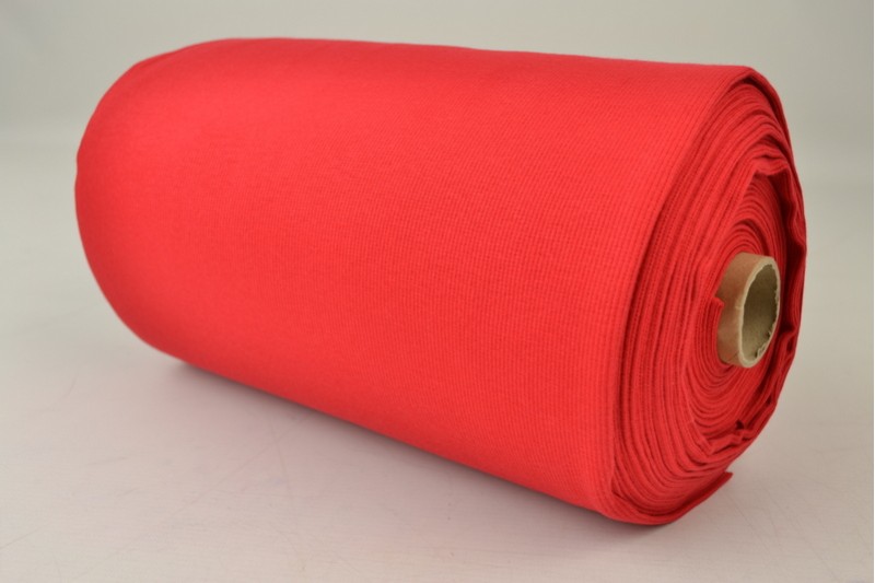 Boordstof rib rood, rolweergave