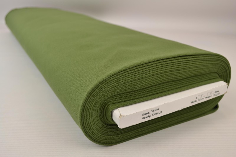 Katoen canvas 350 g/m² mosgroen, rol