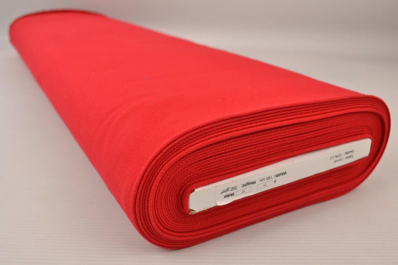 Katoen canvas 350 g/m² rood, rolweergave