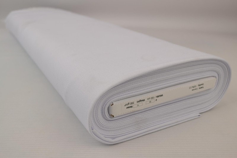 Katoen canvas 350 g/m² wit, rolweergave