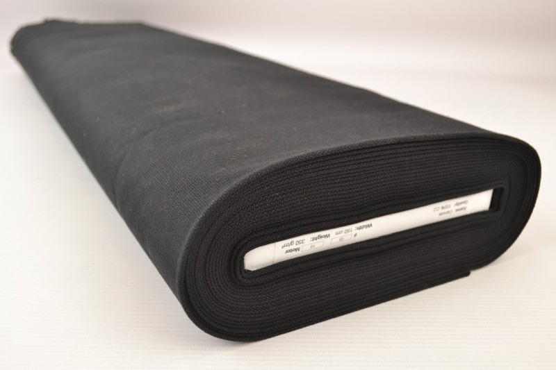 Katoen canvas 350 g/m² zwart, rol