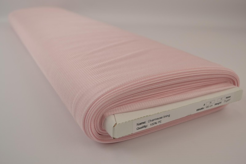 Charmeuse voering baby roze, rol