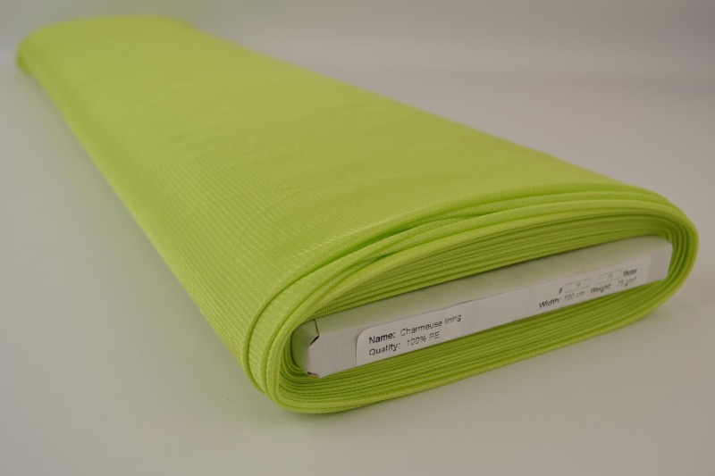Charmeuse voering limegroen, rol