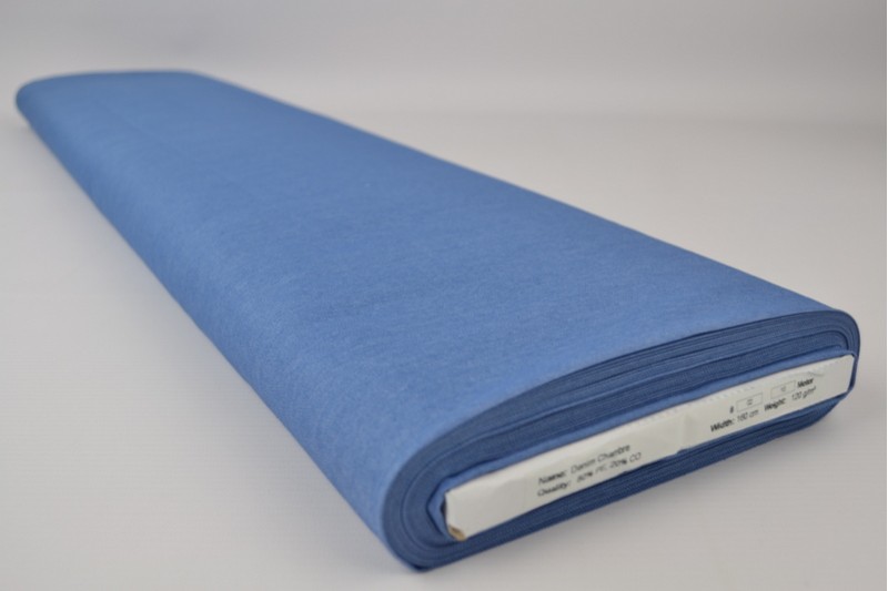 Denim chambray gewassen blauw, rol