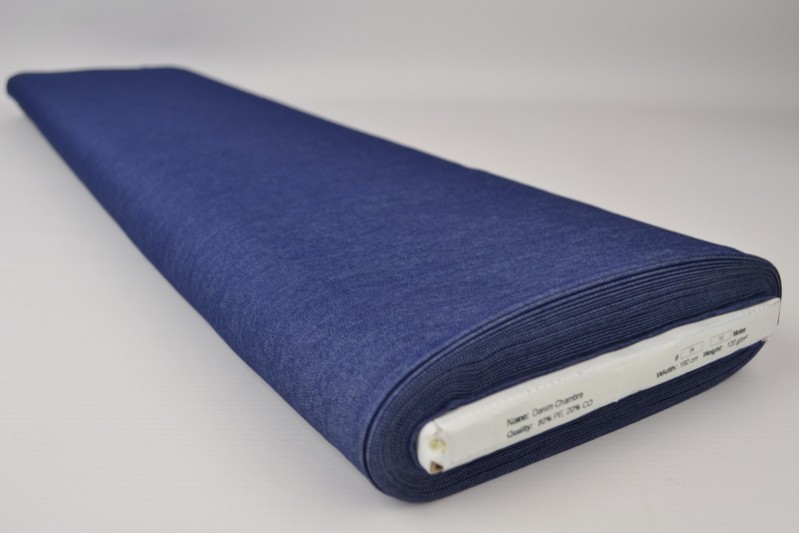 Denim chambray gewassen donkerblauw, rol