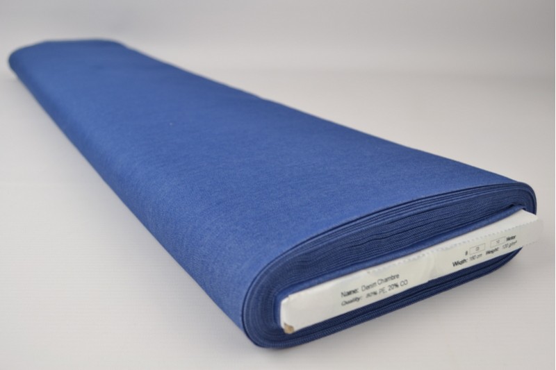 Denim chambray gewassen indigo blauw, rol