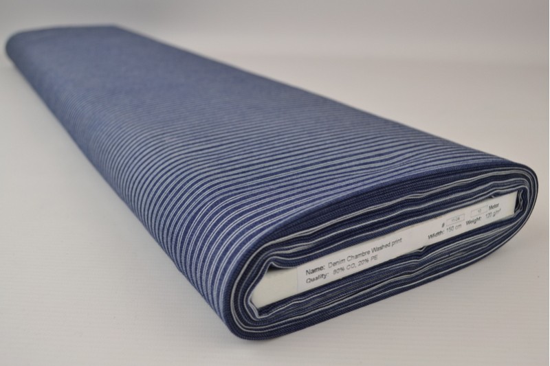 Denim chambray gewassen prints Print 11-04, rol