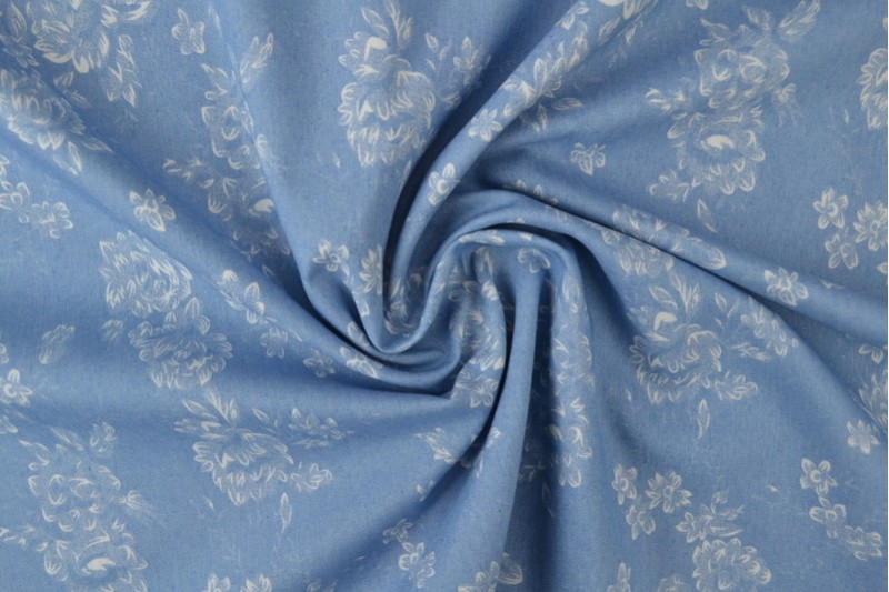 Denim chambray gewassen prints Print 12-01