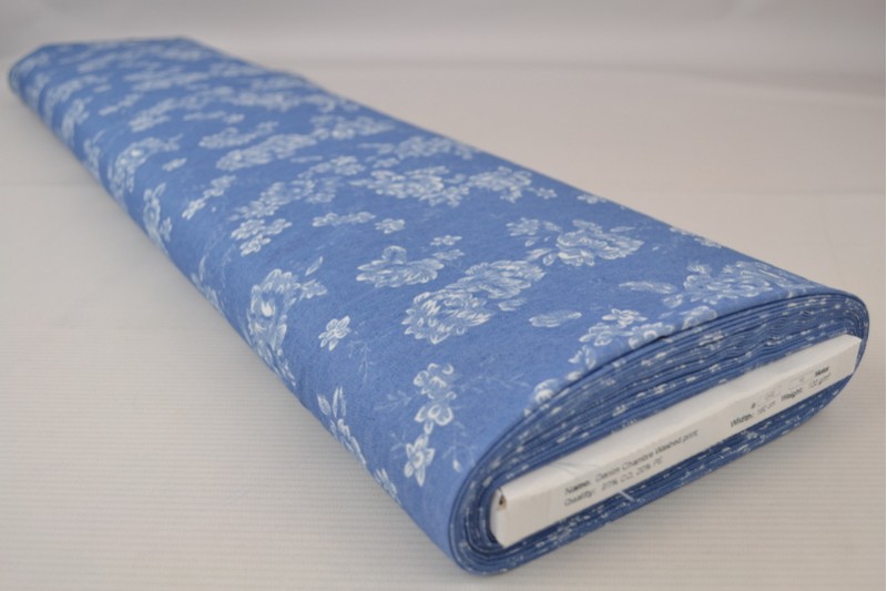 Denim chambray gewassen prints Print 12-02, rol
