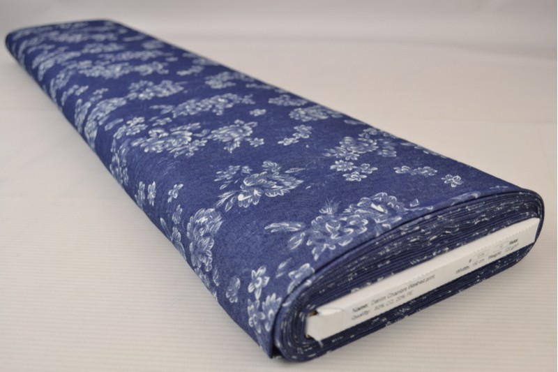 Denim chambray gewassen prints Print 12-04, rol