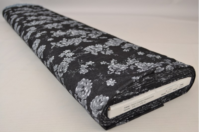 Denim chambray gewassen prints Print 12-06, rol