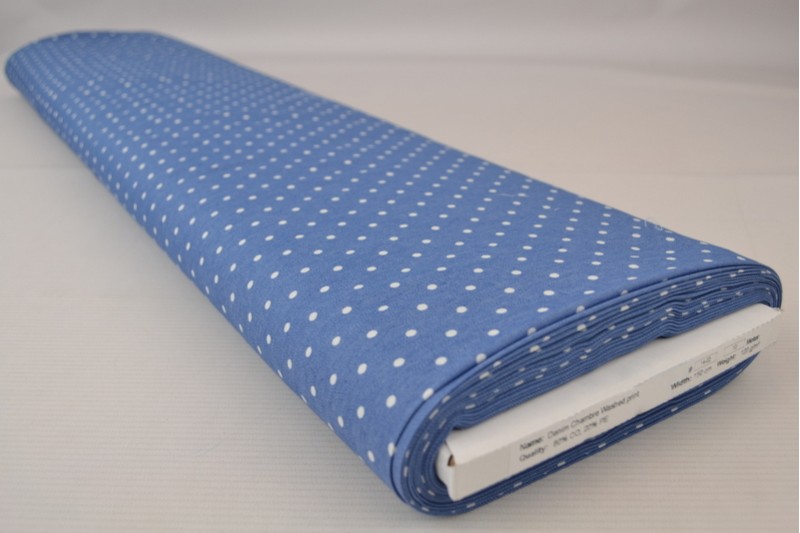 Denim chambray gewassen prints Print 14-02, rol
