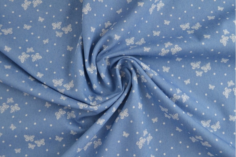 Denim chambray gewassen prints Print 16-01
