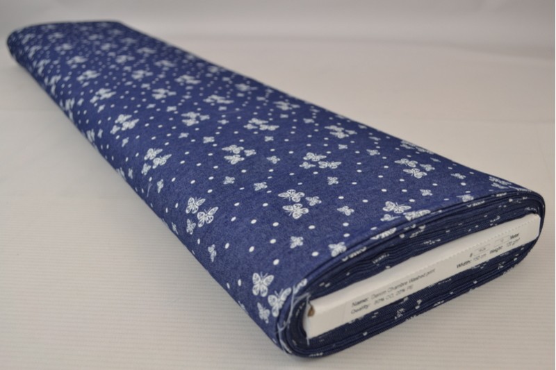 Denim chambray gewassen prints Print 16-04, rol