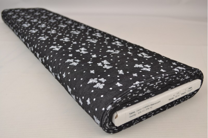 Denim chambray gewassen prints Print 16-06, rol