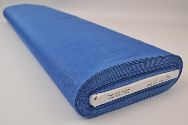 Denim-look viscose shine blauw, rol