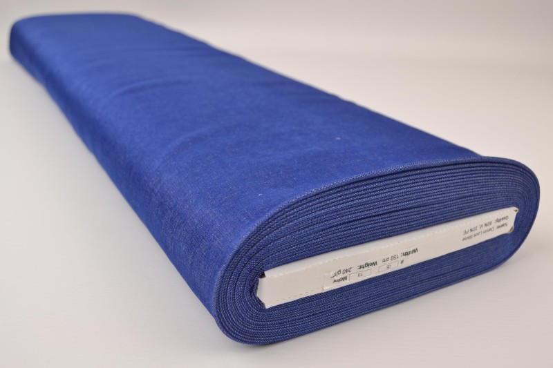 Denim-look viscose shine indigo blauw, rolweergave