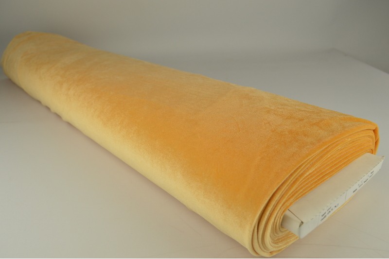 Fluweel stretch okergeel, rolweergave
