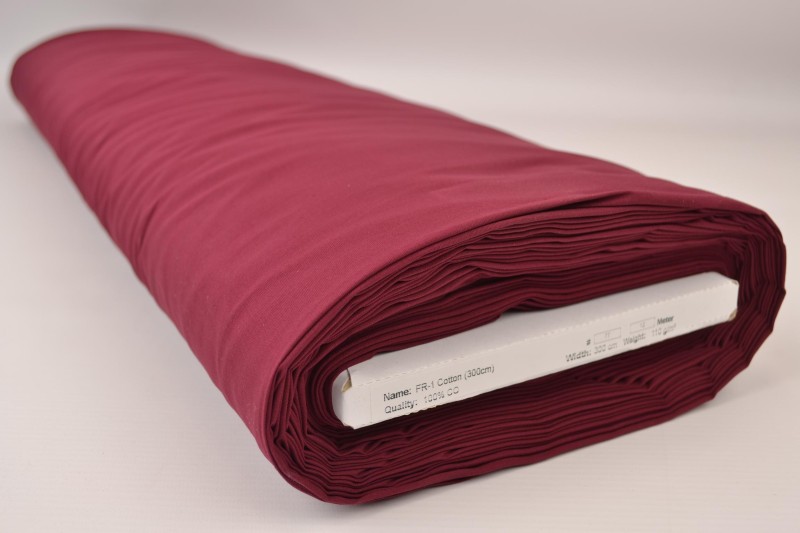Brandvertragend katoen 300 cm breed, bordeaux rood, rolweergave