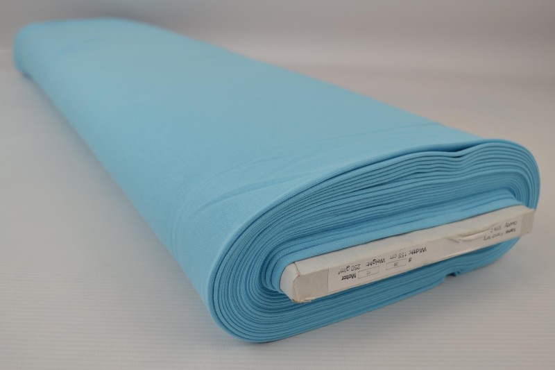 French terry aqua blauw, rol