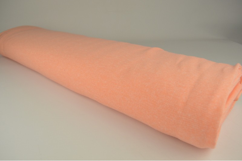 French terry melange viscose zalm roze, rol