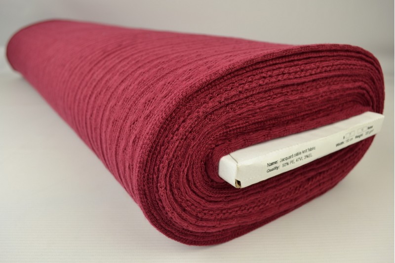 Jacquard gebreid kabel bordeaux, rol
