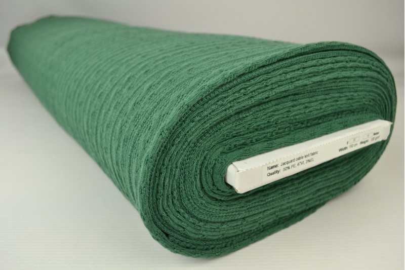 Jacquard gebreid kabel donker groen, rol