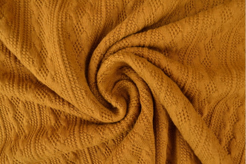 Jacquard gebreid kabel donker okergeel