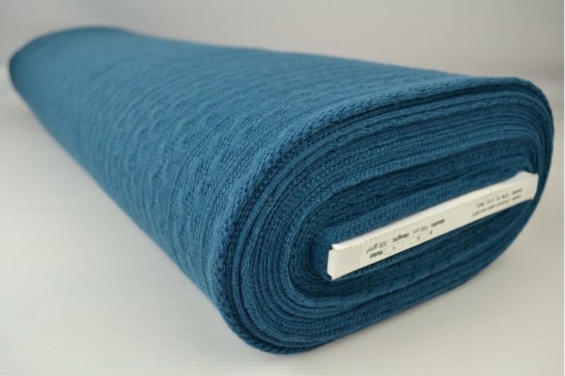 Jacquard gebreid kabel donker petrol, rol