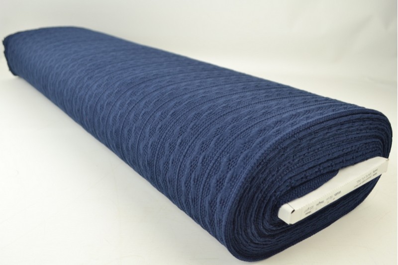 Jacquard gebreid kabel navy, rolweergave